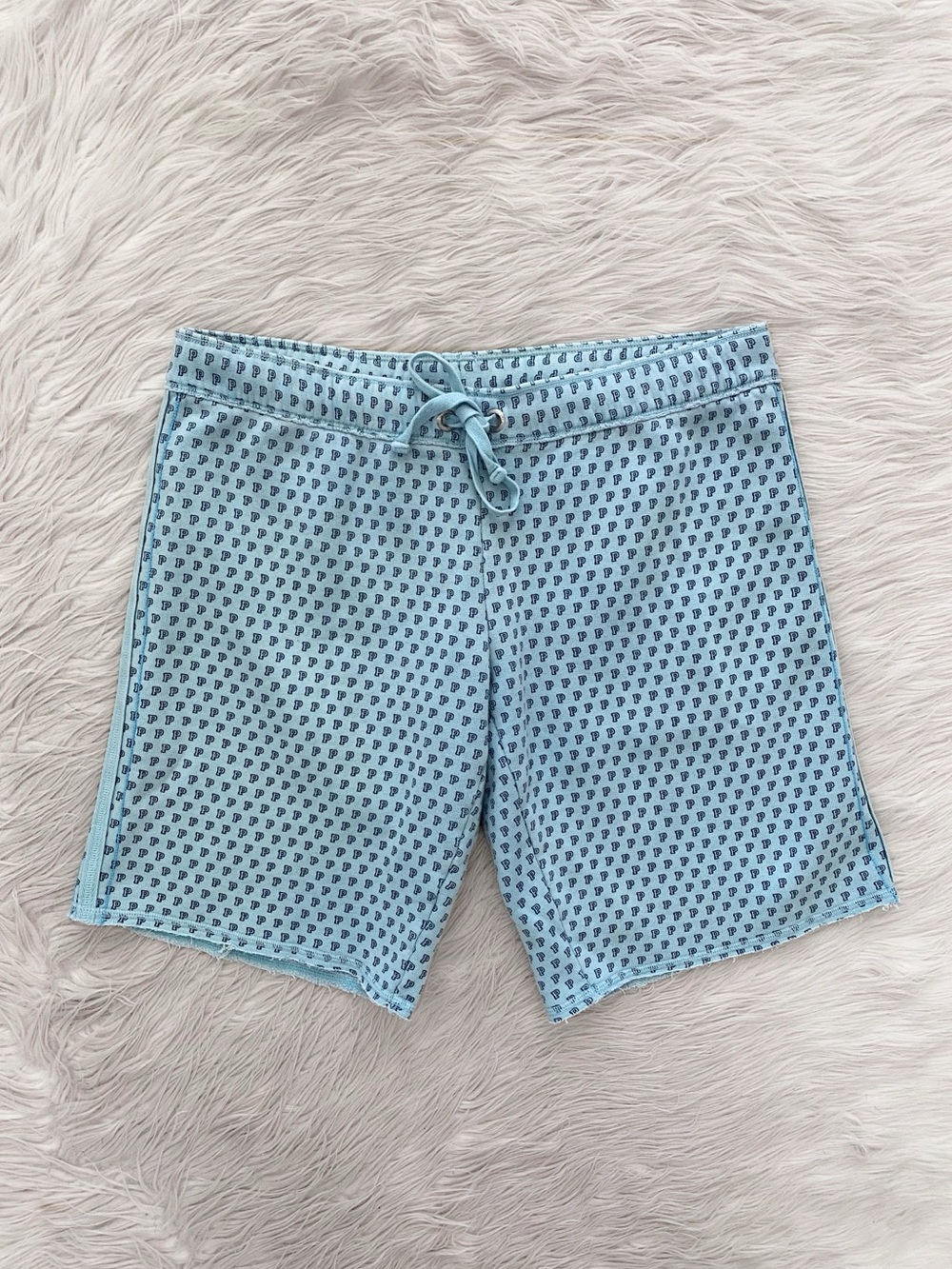 Y2K PINK Victorias Secret Light Blue P Monogram Logo Sweat Shorts PJs Loungewear